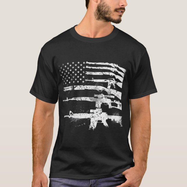 Die Waffen der USA Flaggenkonflikte Streifen bewaf T-Shirt (Vorderseite)