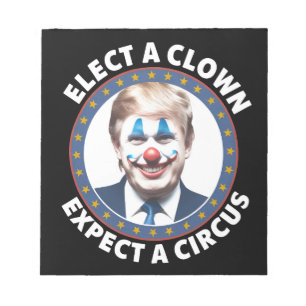 Die Wahl eines Clowns erwartet eine lustige Politi Notizblock