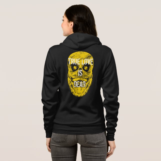 Die wahre Liebe ist tot, der große, gelbe, bärtige Hoodie (Schwarz voll)