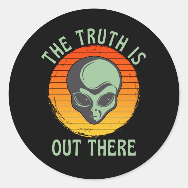 Die Wahrheit ist da draußen graue Alien UFO Runder Aufkleber (Vorderseite)