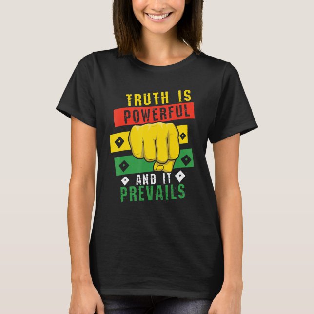 Die Wahrheit kraftvolle schwarze Faust-Prävail, St T-Shirt (Vorderseite)