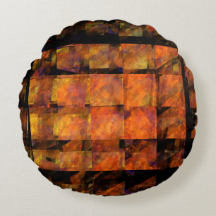 Die Wand Abstrakte Geometrische Feuer Kunst Modern Rundes Kissen