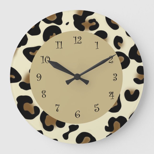 Die Wand an Tierdrucken Große Wanduhr (Vorderseite)