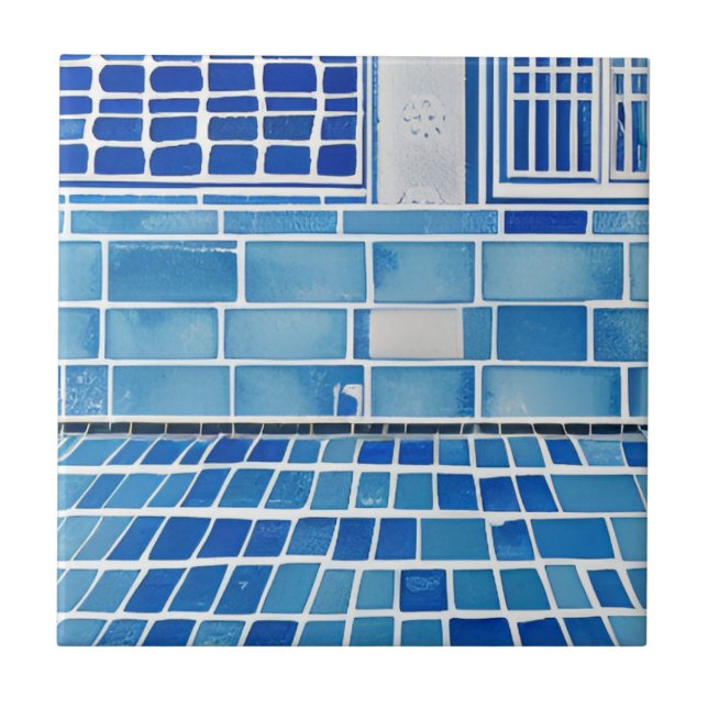 Die Wand ist blau Fliese (Vorderseite)
