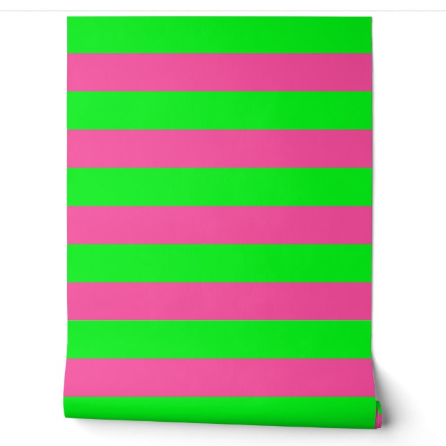 Die Wanddekoration aus rosa und grünen Streifen Tapete (Abrollen)