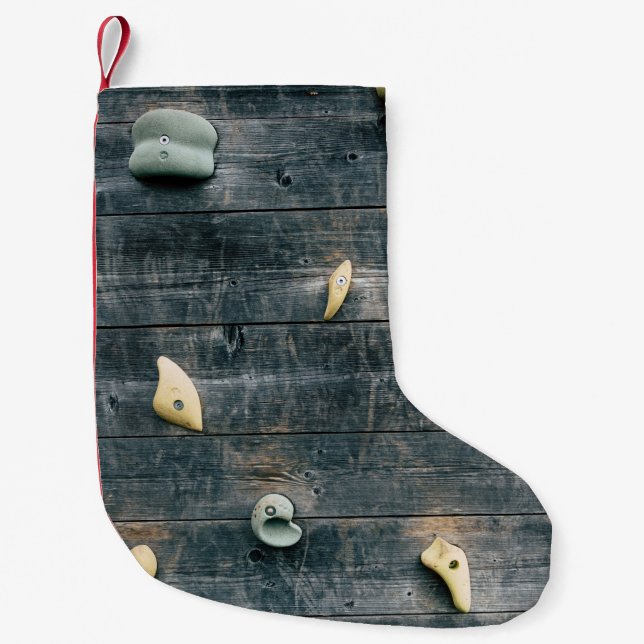 Die Wände sind aus vierbraunem Holz Kleiner Weihnachtsstrumpf (Vorderseite)