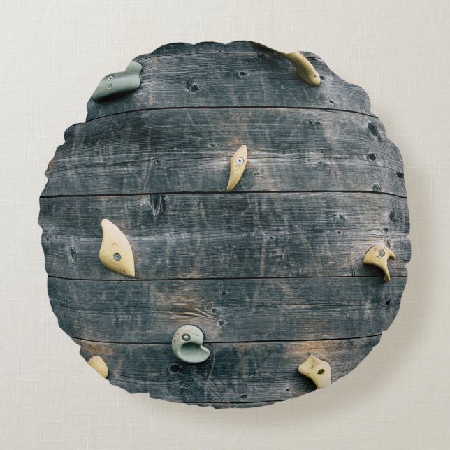 Die Wände sind aus vierbraunem Holz Rundes Kissen (Vorderseite)