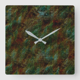 Die Wände sind grün und mit Korallen gesprenkelt Quadratische Wanduhr