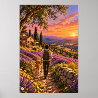 Die Wanderer Lavendelfelder Poster