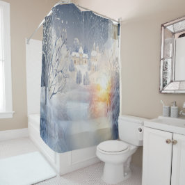 Die Wärme der Sonne im Winter Duschvorhang