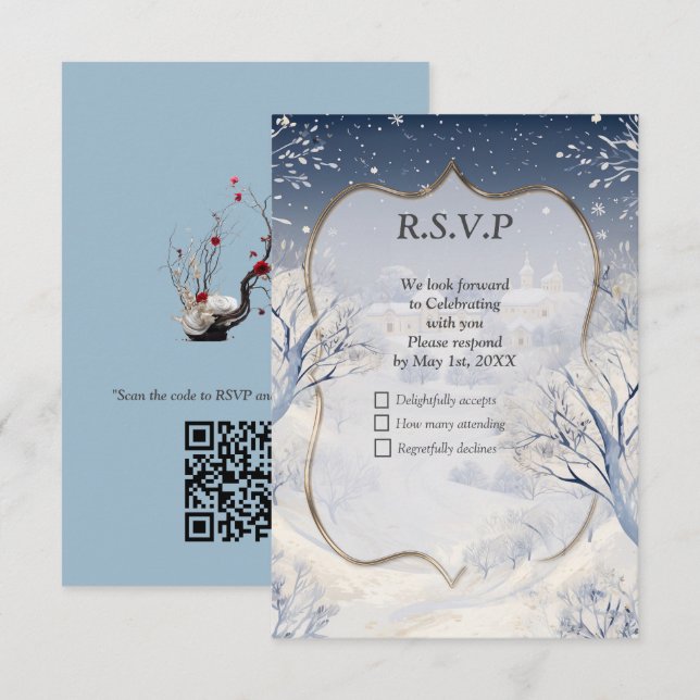 Die Wärme der Sonne im Winter RSVP Karte (Vorne/Hinten)