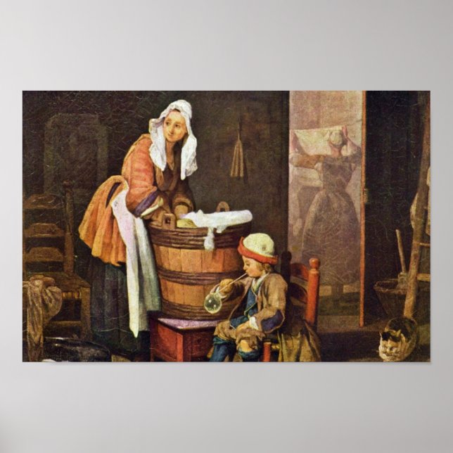 Die Washerfrau von Chardin Jean-Baptiste Siméon Poster (Vorne)