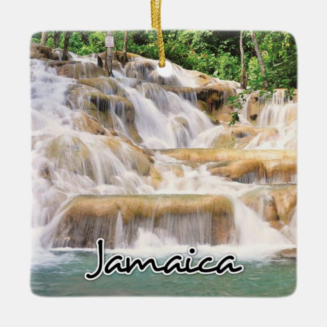 Die Wasserfälle von Jamaica Dunn schließen Keramikornament (Vorderseite)