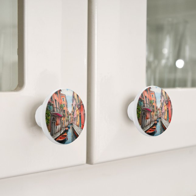 Die Wasserfarbenstraße in Venedig Keramikknauf (Von Creator hochgeladen)