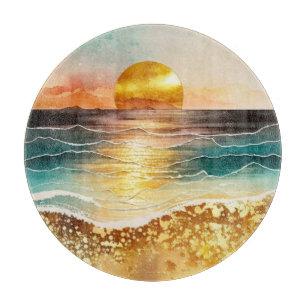 Die Watercolor Beach Serie Design 3 Schneidebrett