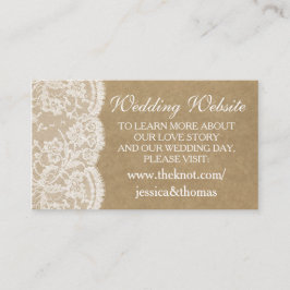 Die Website-Karten der Kraft & Spitzen-Hochzeitssa Begleitkarte