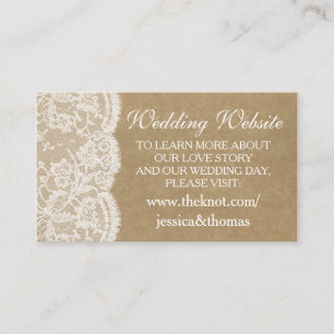 Die Website-Karten der Kraft & Spitzen-Hochzeitssa Begleitkarte