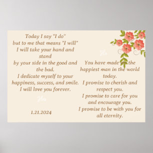 DIE WEDDING VOW-ANZEIGE IN BOHO FLORAL DESIGN POSTER