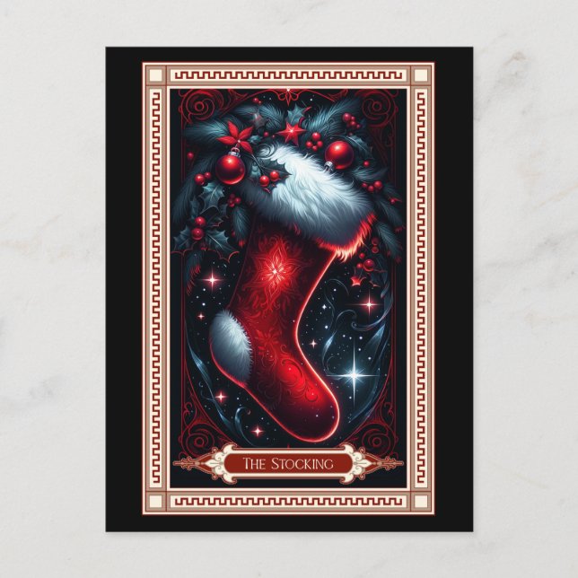 Die Weihnachts-Strumpf-Tarot-Karte Postkarte (Vorderseite)