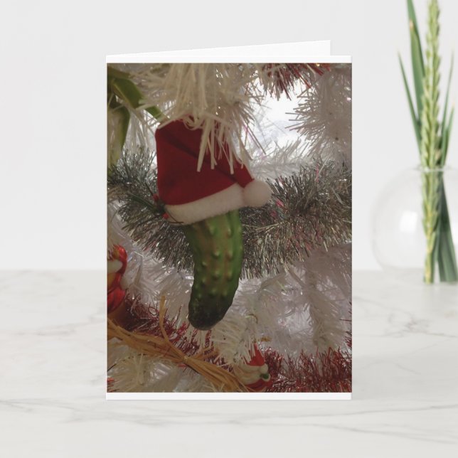 Die Weihnachtsessiggurke Feiertagskarte (Vorderseite)