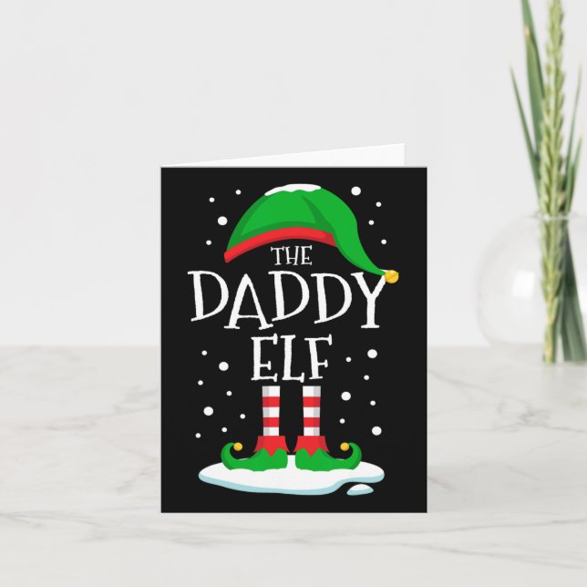 Die Weihnachtsfamilie Daddy Elf, die dem Weihnacht Karte (Vorderseite)