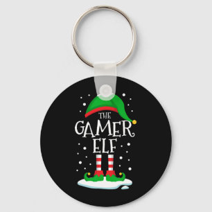 Die Weihnachtsfamilie der Gamer Elf passt auf das Schlüsselanhänger