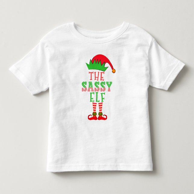 Die Weihnachtsfamilie des Sassy Elf passt Pajama Kleinkind T-shirt (Vorderseite)