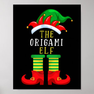 Die Weihnachtsfamilie Origami Elf passt auf Xm Poster