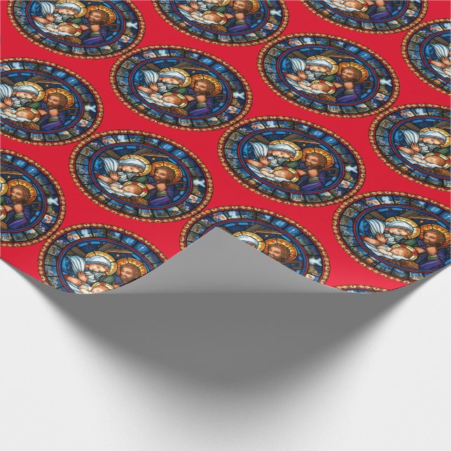 Die Weihnachtsgeschichte - rotes Umschlagpapier Geschenkpapier (Ecke)