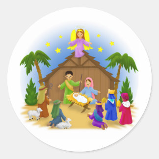 Die Weihnachtsgeschichte Runder Aufkleber
