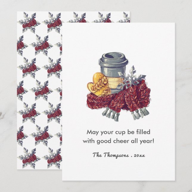 Die Weihnachtsgrüße des Kaffees Lover Karte (Vorne/Hinten)