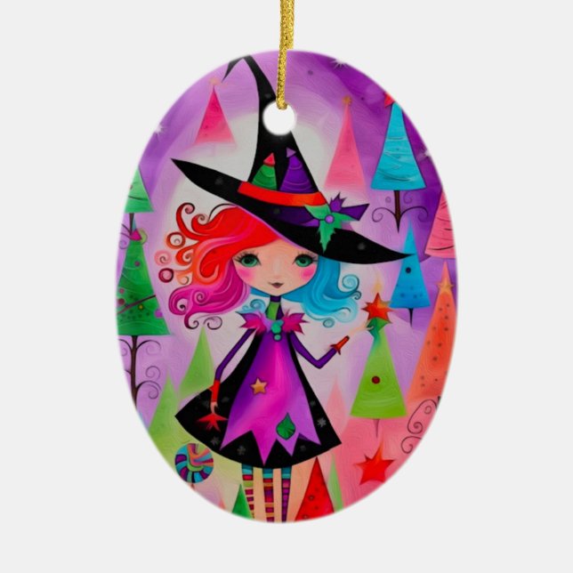 Die Weihnachtshexe im 9. Design Weihnachtsdekorati Keramik Ornament (Vorne)