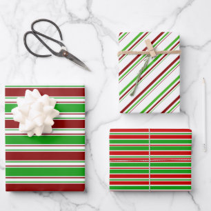 Die Weihnachtsmuster sind grün, weiß, rot und farb Geschenkpapier Set