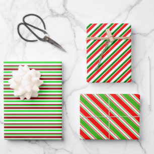 Die Weihnachtsmuster sind grün, weiß, rot und farb Geschenkpapier Set
