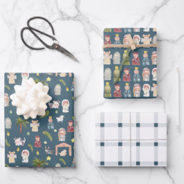Die Weihnachtsnachtsnachtsnacht der Nativität Geschenkpapier Set