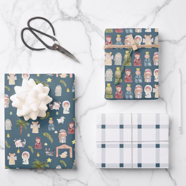 Die Weihnachtsnachtsnachtsnacht der Nativität Geschenkpapier Set (Vorderseite)
