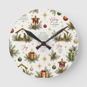 Die Weihnachtsnativität   In Erinnerung an die Geb Runde Wanduhr