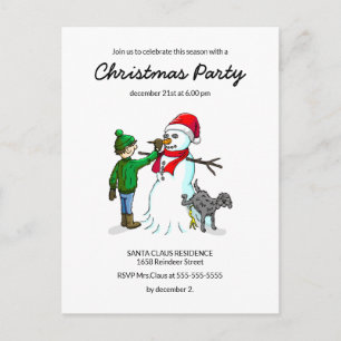 Die Weihnachtsparty-Einladungskarte des Schneemann Einladungspostkarte