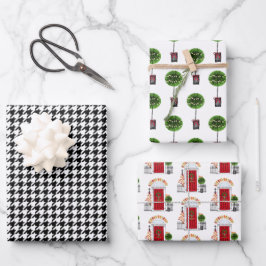 Die Weihnachtstür des Roten Feiertages Geschenkpapier Set