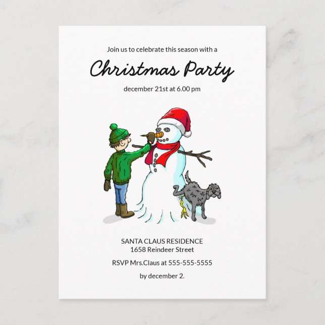 Die Weihnachtszeit der Snowmans-Party Einladung Po (Vorderseite)