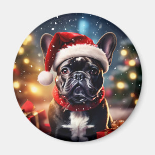 Die Weihnachtszeit des französischen Bulldoggen Magnet