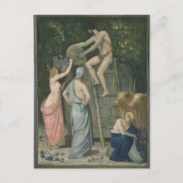 Die Weinpresse von Pierre Puvis de Chavannes Postkarte (Vorderseite)