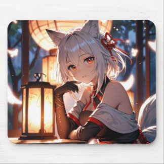 Die weiße Fox-Girl-Mousepad Mousepad