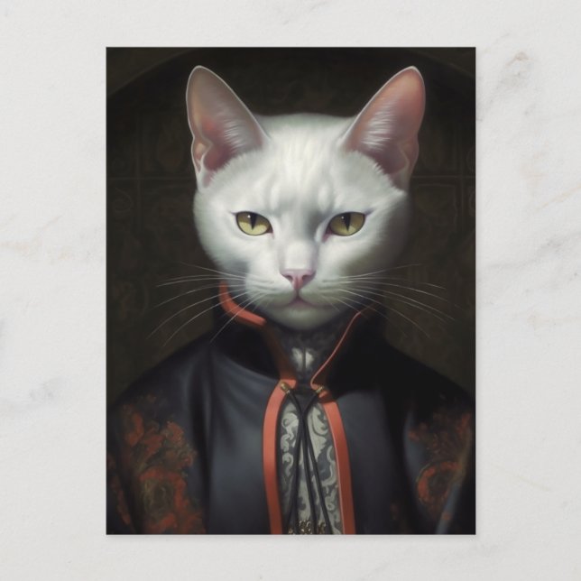 Die weiße Katze Postkarte (Vorderseite)