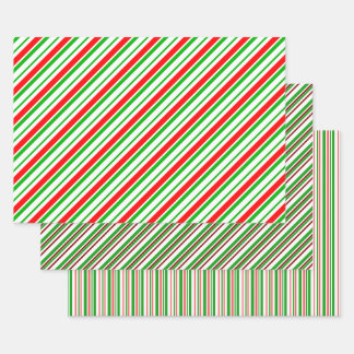 Die weiße, weiße, rot-farbene WeihnachtsStreifen Geschenkpapier Set