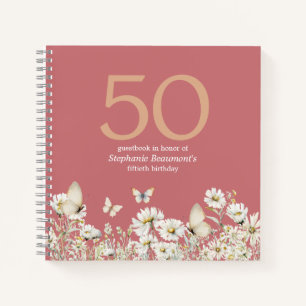 Die Weiße Wildblume überrascht 50. Geburtstag Notizbuch