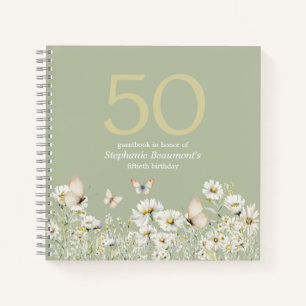 Die Weiße Wildblume überrascht 50. Geburtstag Notizbuch