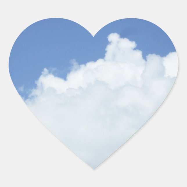 Die weiße Wolkenform in Blue Sky Herz-Aufkleber (Vorderseite)