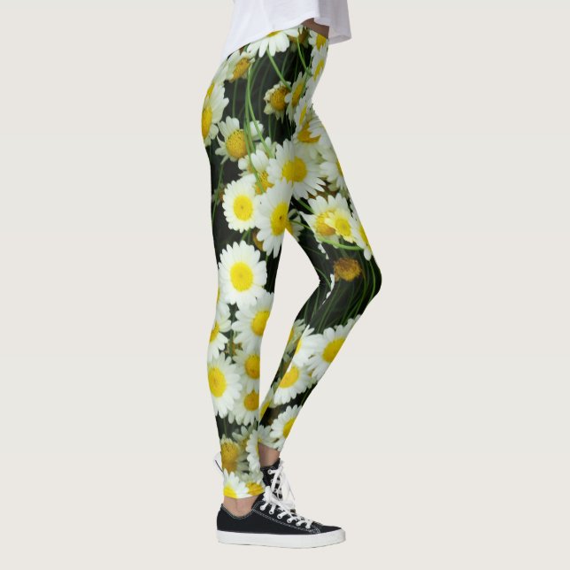 Die weißen und gelben Daisy-Tasten Leggings (Rechts)