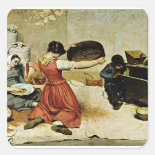 Die Weizensichter, feine Kunst, Quadratischer Aufkleber